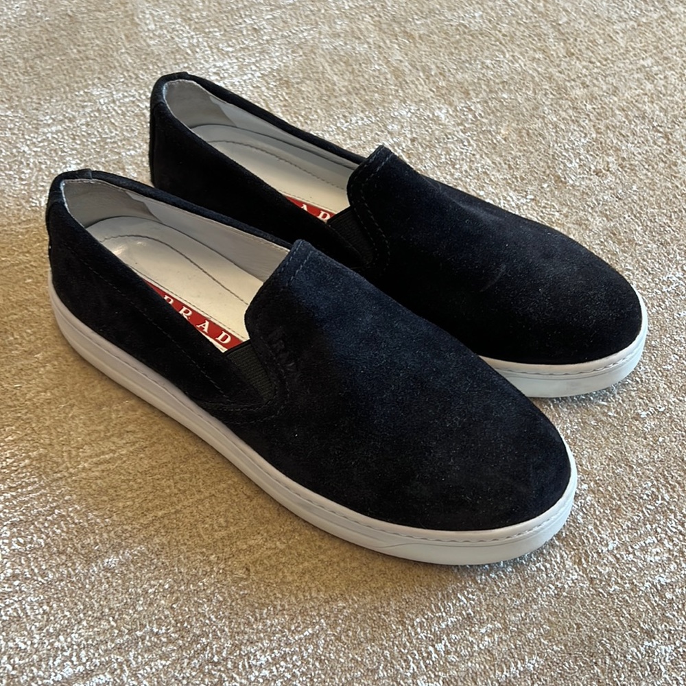 Prada suede slip on